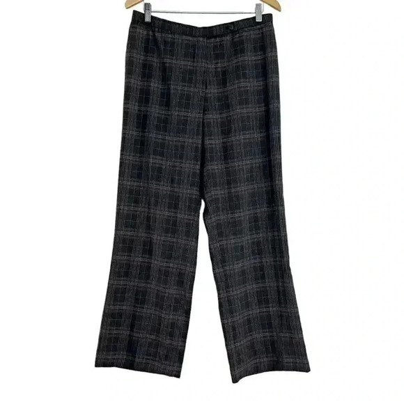 y2k Vintage Brown Plaid Pants Straight Leg Office Siren Women's Size 12 - Picture 1 of 6